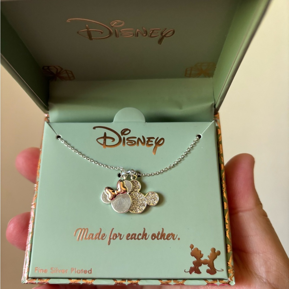 Disney Mickey and Minnie Mouse silver plated necklace